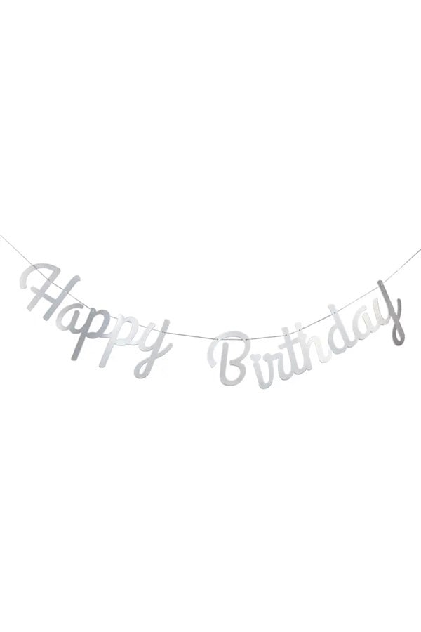 Happy Birthday Banner Gümüş