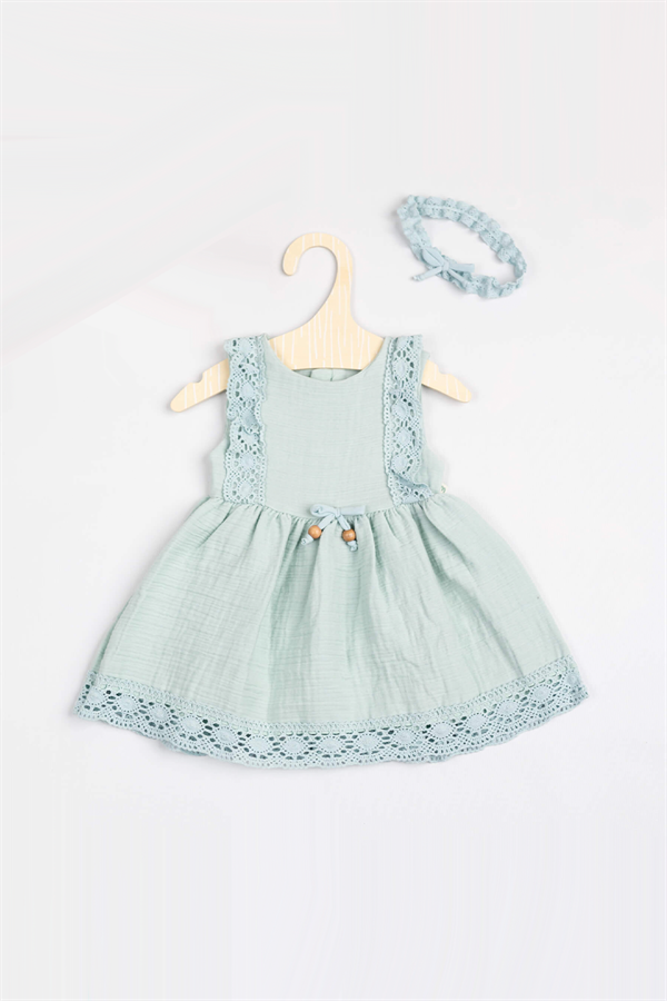 Mint Dantel Detaylı Kız Çocuk Elbise Set - Lony