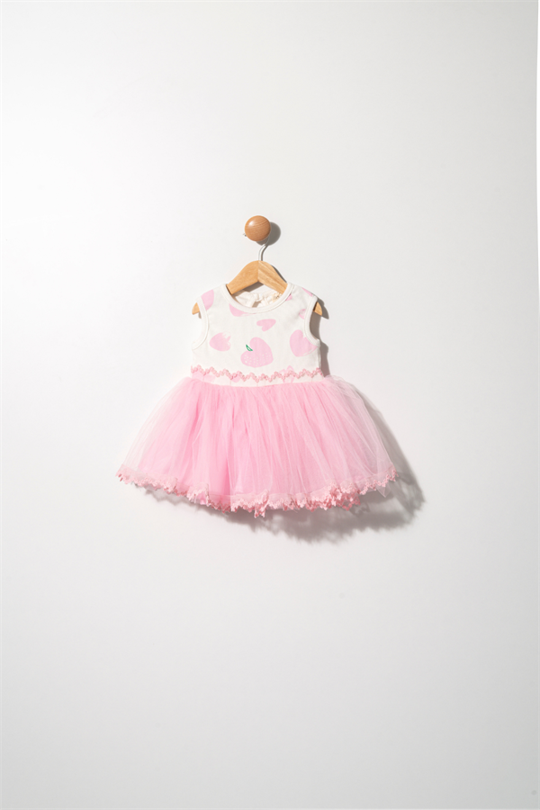 Pembe Kalp Desenli Kız Bebek Tütü Elbise - Narissa