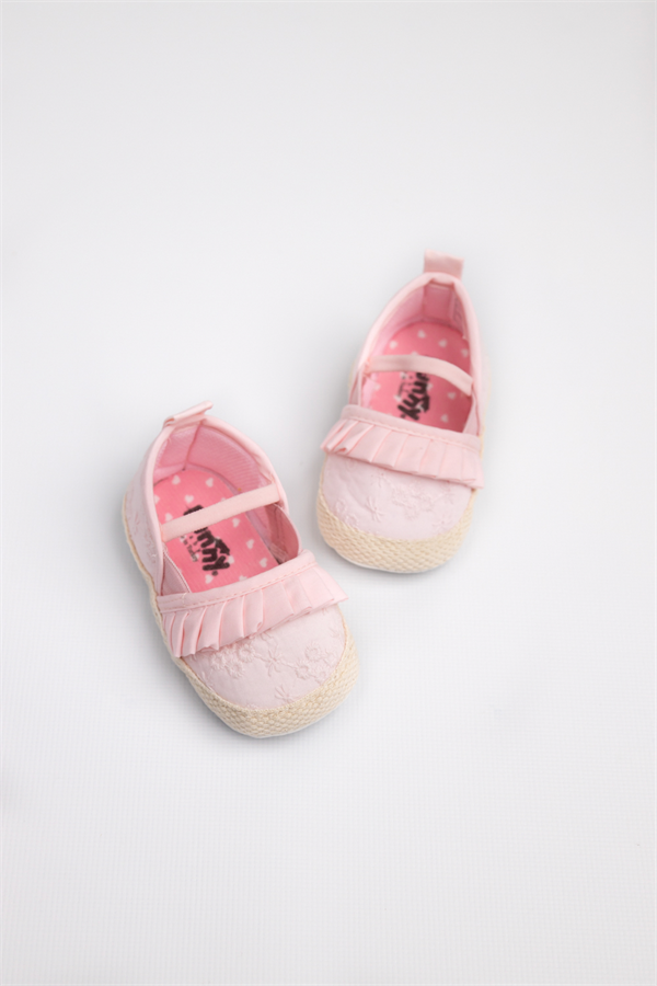 Pembe Önü Fırfırlı Kız Bebek Ayakkabı