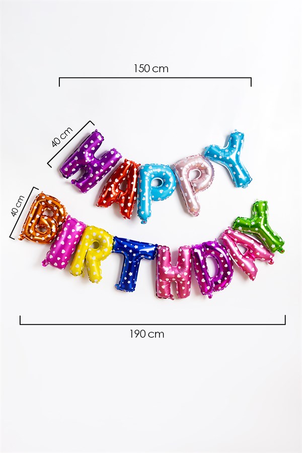 Puantiyeli Makaron Happy Birthday Balon Set