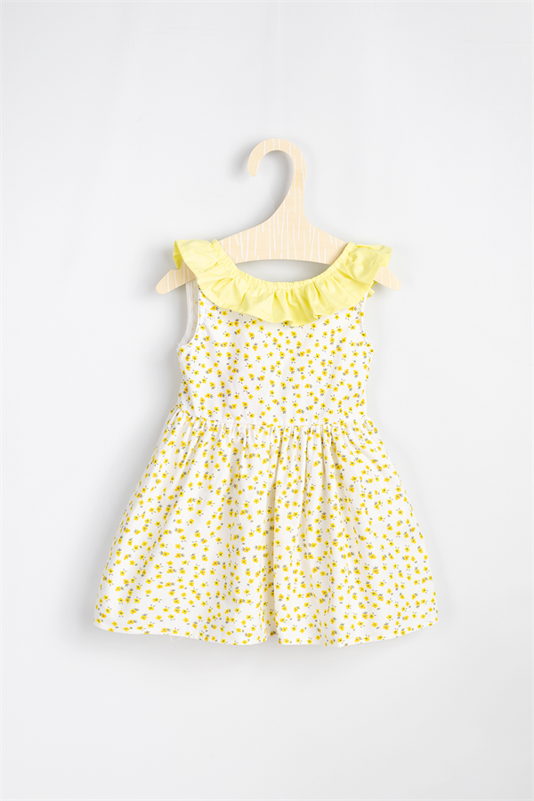 Sarı Yakası Fırfırlı Elbise - Amelia