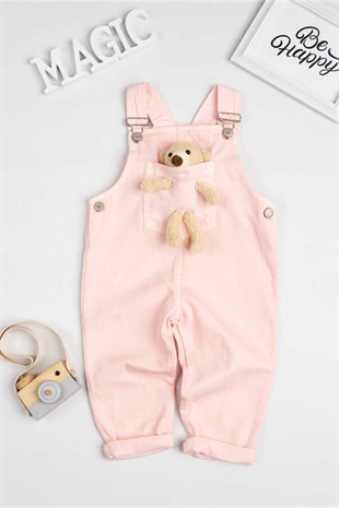 Hanger Pink Teddy Bear Jeans Jumpsuit - Linz