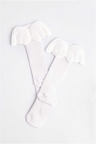 White Winged Girls Socks