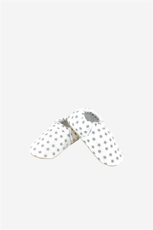Beyaz Yıldızlı Slipper Bebek Ayakkabı