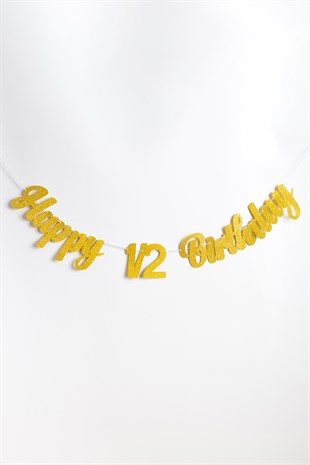 Gold Happy Birthday 1/2 Banner