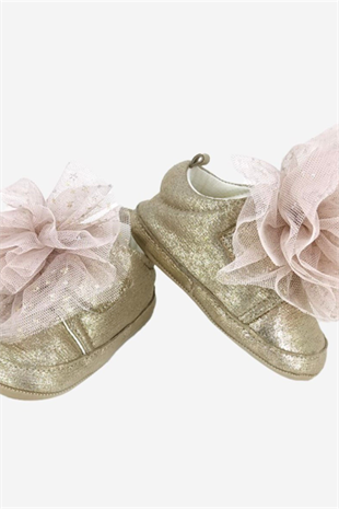 Gold Tüllü Kız Bebek Ayakkabı