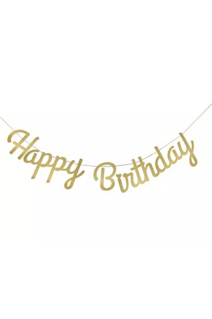 Happy Birthday Banner - Gold