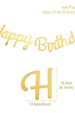 Happy Birtday Banner - Gold