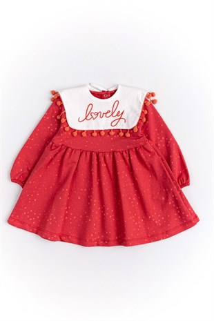 Red Collar Polka Dot Girl Baby Dress - Shay