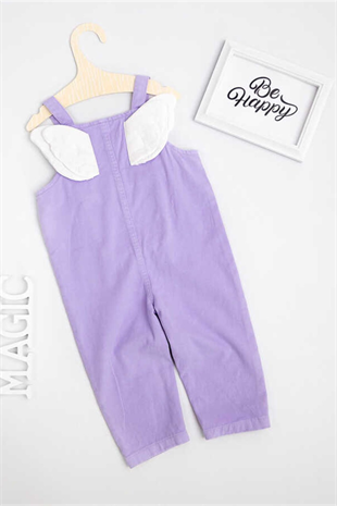 Lilac Wing Detailed Girl Jean Jumpsuit- Gilda