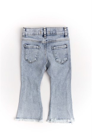 Blue Wide Leg Detailed Girl Jeans - Lagos