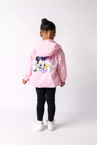 Pink Hooded Raincoat with Buttons - Agnes