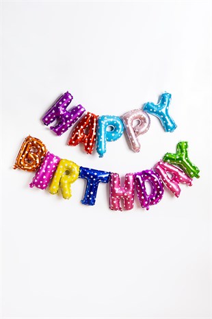 Kalpli Makaron Happy Birthday Balon Set