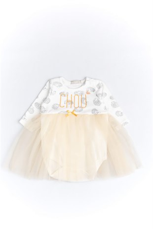 Sarı Tütülü Kirpi Desenli Kız Bebek Romper -Ophelia