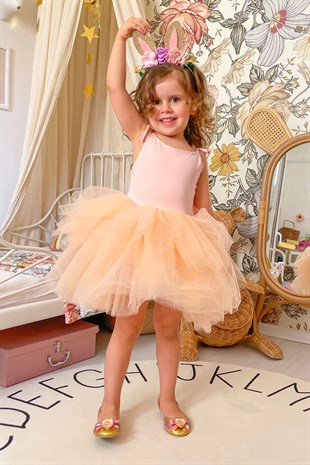 Somon Tütü Etekli Kız Çocuk Balerin Elbise - Jade
