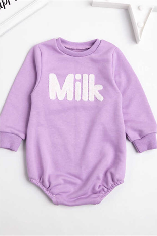 Long Sleeve Lilac Milk Embossed Baby Romper - Julia