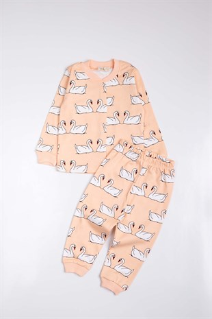 Yavruağzı Kuğu Desenli Pijama Takımı - Desire
